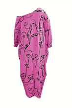 Load image into Gallery viewer, Printed Single Shoulder Lantern Sleeve Maxi Dress
