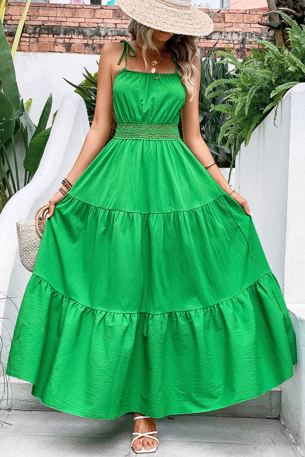 Kelly Green Tiered Cami Dress