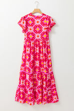 Load image into Gallery viewer, Printed Notched Cap Sleeve Dress
