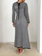 Load image into Gallery viewer, Devine Tied Round Neck Striped Sweater Dress
