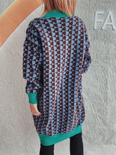 Load image into Gallery viewer, Contrast Trim Geometric Button Down Cardigan
