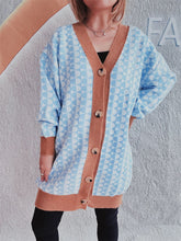 Load image into Gallery viewer, Contrast Trim Geometric Button Down Cardigan
