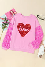 Load image into Gallery viewer, Women love Print Sequined Sleeve Sweatshirt
