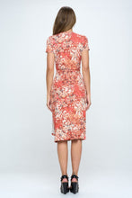 Load image into Gallery viewer, RENEE C Floral Tie Front Surplice Short Sleeve Dress

