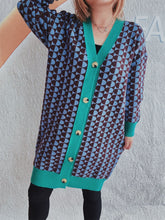 Load image into Gallery viewer, Contrast Trim Geometric Button Down Cardigan
