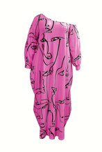 Load image into Gallery viewer, Printed Single Shoulder Lantern Sleeve Maxi Dress
