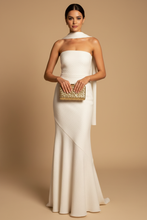 Load image into Gallery viewer, Elegant forward-facing full-length white gown portrait
