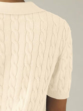 Load image into Gallery viewer, Cable-Knit Collared Neck Half Sleeve Sweater
