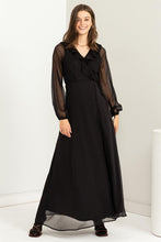 Load image into Gallery viewer, Lost In Love Ruffle Tie Waist Maxi Wrap Dress
