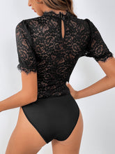 Load image into Gallery viewer, Lace Mock Neck Short Sleeve Bodysuit
