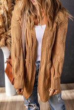 Load image into Gallery viewer, Cable-Knit Dropped Shoulder Slit Cardigan
