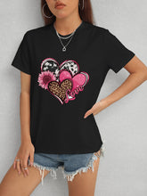 Load image into Gallery viewer, Heart Round Neck Short Sleeve T-Shirt
