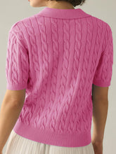 Load image into Gallery viewer, Cable-Knit Collared Neck Half Sleeve Sweater
