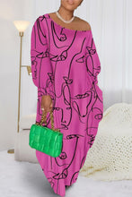 Load image into Gallery viewer, Printed Single Shoulder Lantern Sleeve Maxi Dress
