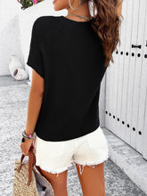 Load image into Gallery viewer, Round Neck Rib Trim Short Sleeve Knit Top
