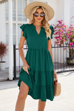 Load image into Gallery viewer, Ruched Notched Cap Sleeve Dress
