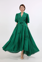 Load image into Gallery viewer, Green dress with model's face visible
