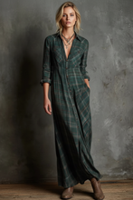 Load image into Gallery viewer, Green plaid dress on blonde model
