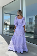 Load image into Gallery viewer, Lavender Eyelet Maxi Dress - Back View
