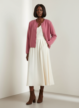 Load image into Gallery viewer, Pink cardigan with cream midi dress
