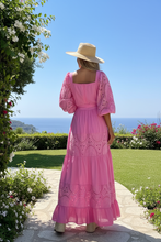 Load image into Gallery viewer, Pink Eyelet Maxi Dress - Back View
