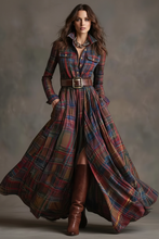 Load image into Gallery viewer, Plaid maxi dress modeled
