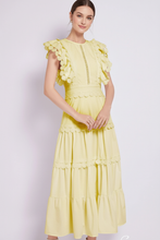 Load image into Gallery viewer, Sleeveless Ruffled Tiered Dress with model's face visible
