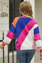 Load image into Gallery viewer, Color Block Round Neck Long Sleeve Sweater
