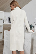 Load image into Gallery viewer, Ribbed Turtle Neck Long Sleeve Sweater Dress
