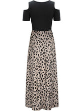 Load image into Gallery viewer, Leopard Round Neck Cold Shoulder Dress
