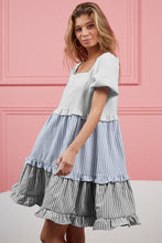 Load image into Gallery viewer, BiBi Striped Ruffle Tiered Mini Dress
