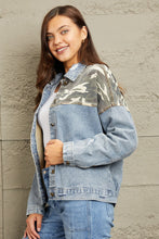 Load image into Gallery viewer, GeeGee Full Size Washed Denim Camo Contrast Jacket
