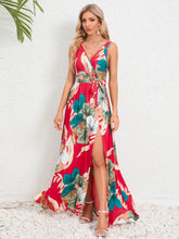 Load image into Gallery viewer, Slit Tied Printed Surplice Dress
