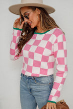 Load image into Gallery viewer, Checkered Round Neck Sweater
