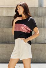 Load image into Gallery viewer, Sew In Love Shine Bright Full Size Center Mesh Sequin Top in Black/Mauve
