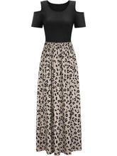 Load image into Gallery viewer, Leopard Round Neck Cold Shoulder Dress
