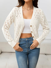 Load image into Gallery viewer, Openwork V-Neck Buttoned Knit Top
