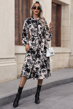 Load image into Gallery viewer, Floral Balloon Sleeve Tied Midi Dress
