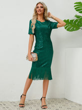 Load image into Gallery viewer, Tassel Sequin Short Sleeve Dress
