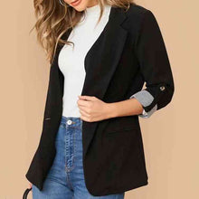 Load image into Gallery viewer, Lapel Collar Roll-Tab Sleeve Blazer
