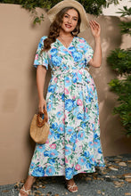 Load image into Gallery viewer, Plus Size Tied Surplice Short Sleeve Maxi Dress
