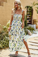 Load image into Gallery viewer, Printed Tie-Shoulder Smocked Maxi Dress
