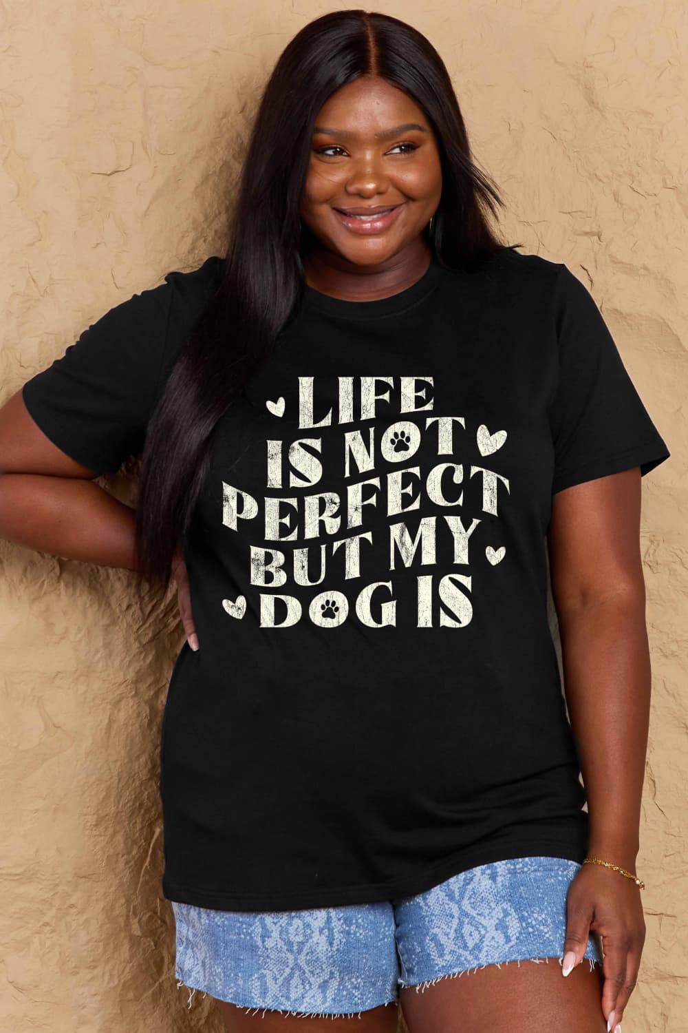 Dog Slogan Graphic Cotton T-Shirt