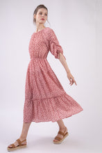 Load image into Gallery viewer, VERY J Floral Round Neck Tiered Midi Dress
