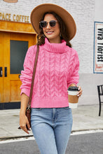 Load image into Gallery viewer, Turtleneck Cable-Knit  Long Sleeve Sweater
