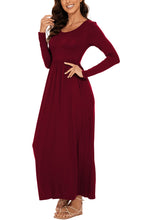 Load image into Gallery viewer, Round Neck Long Sleeve Pocketed Maxi Dress
