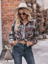 Load image into Gallery viewer, Plaid Dropped Shoulder Longline Shirt
