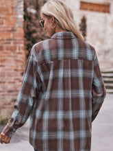 Load image into Gallery viewer, Plaid Dropped Shoulder Longline Shirt
