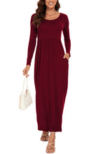 Load image into Gallery viewer, Round Neck Long Sleeve Pocketed Maxi Dress
