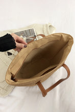 Load image into Gallery viewer, PU Leather Handle Straw Tote Bag
